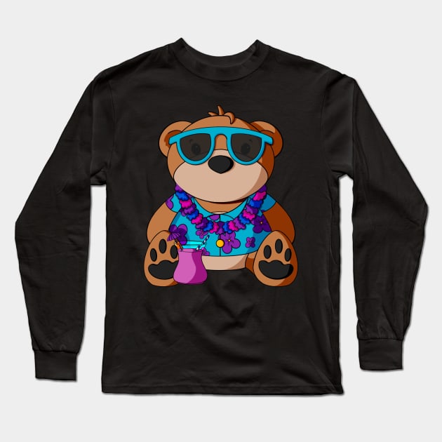 Hawaiian Vacation Boy Teddy Bear Long Sleeve T-Shirt by Alisha Ober Designs